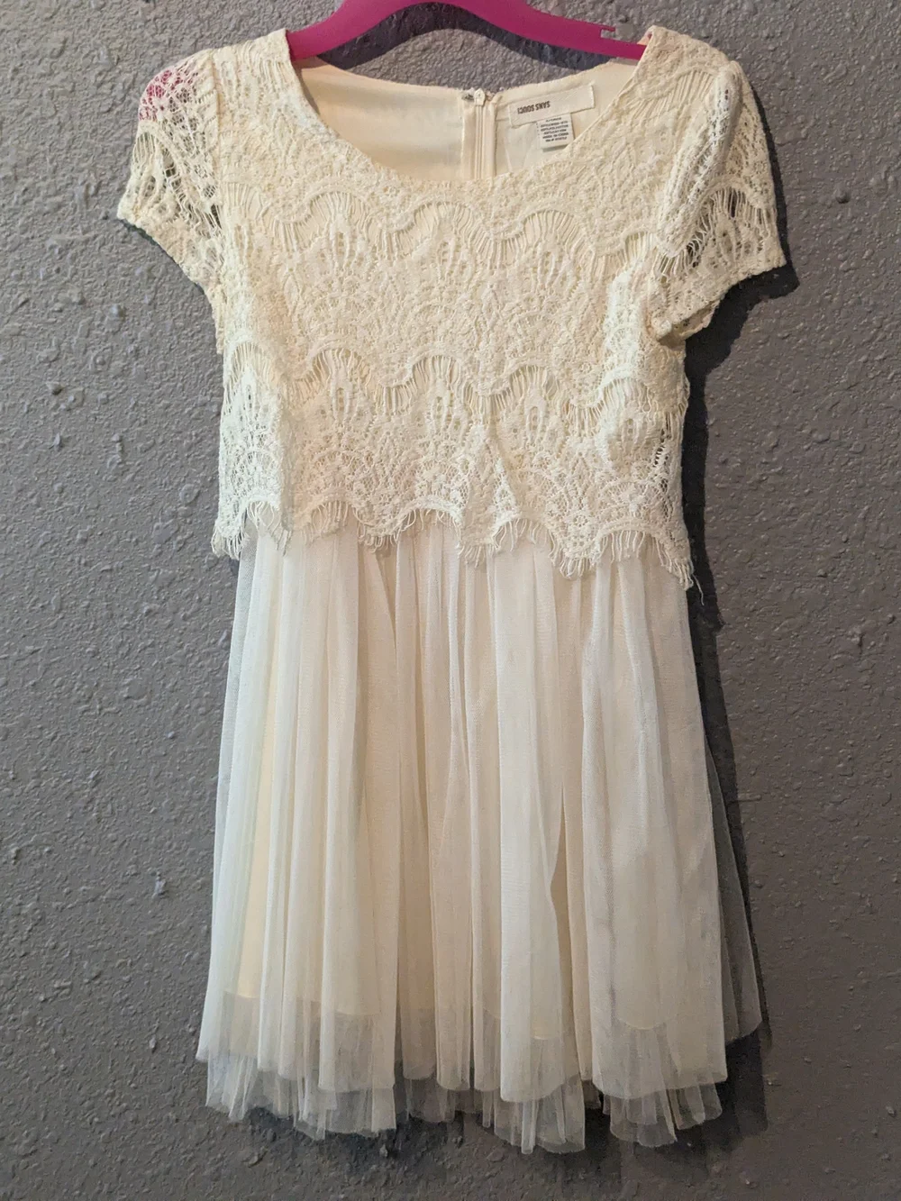 S Girls Ivory Lace & Tulle Party Dress
